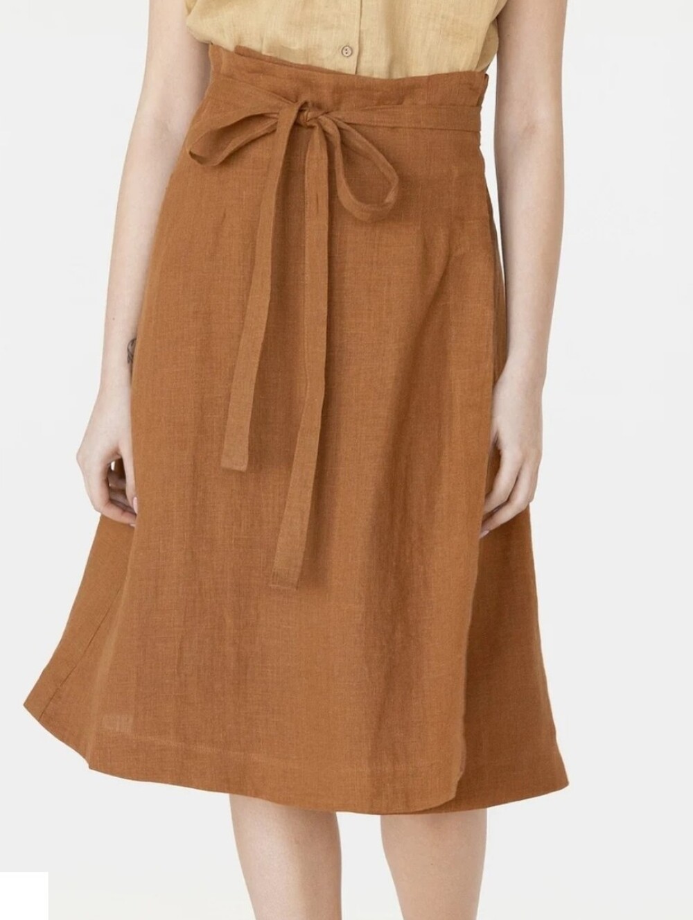 Sister Nettle × Magic Linen Springtime High Waist Linen Wrap Skirt Cinnamon XL - Picture 5 of 6